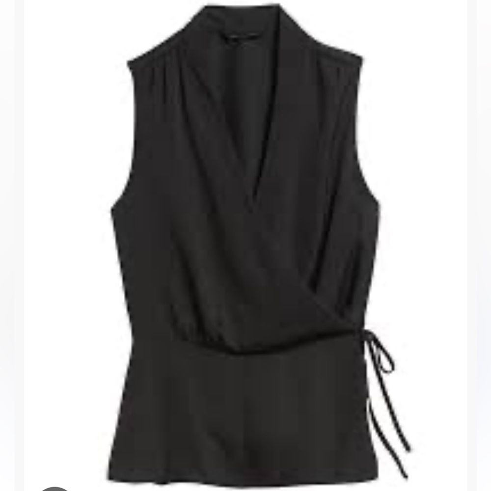 Banana Republic Black Sleeveless Wrap Top